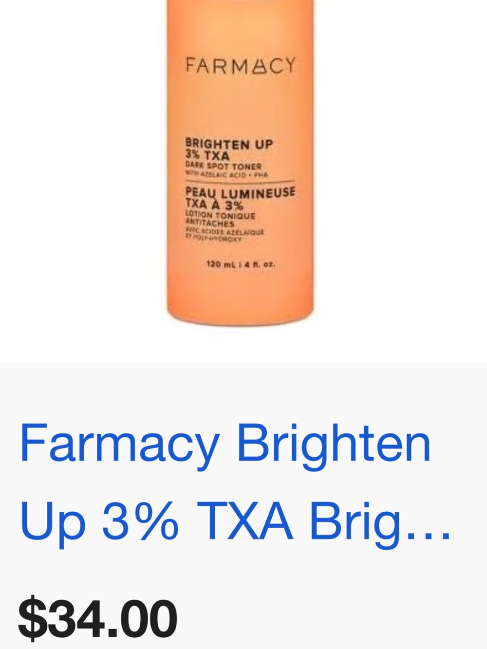 Farmacy Brighten Up TXA Dark Spot Toner - Orange